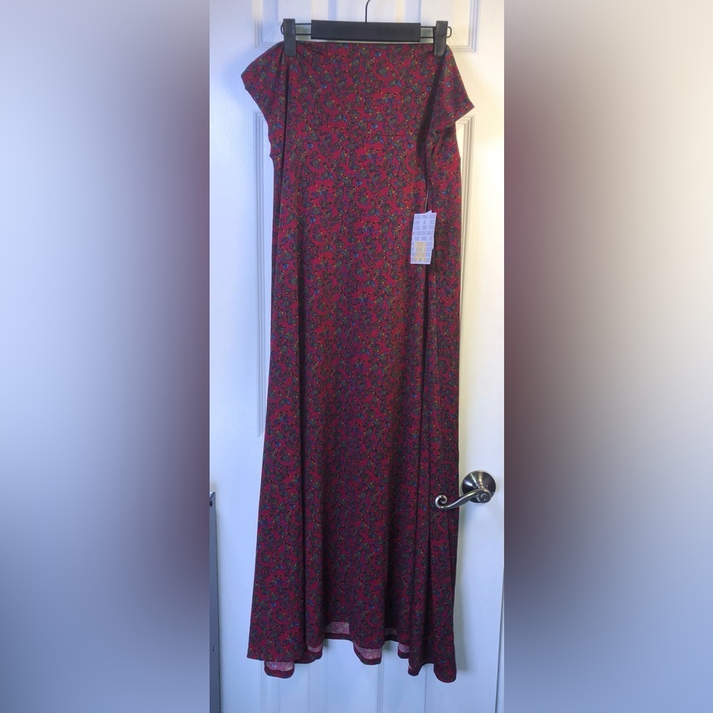 LuLaRoe Red Floral Maxi Skirt - Picture 2 of 12